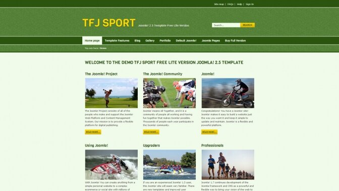 TFJ Sport Free Lite Joomla! 2.5 Template