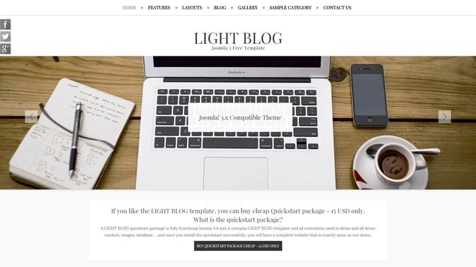 Light Blog Free RWD Bootstrap Joomla 3.x Template